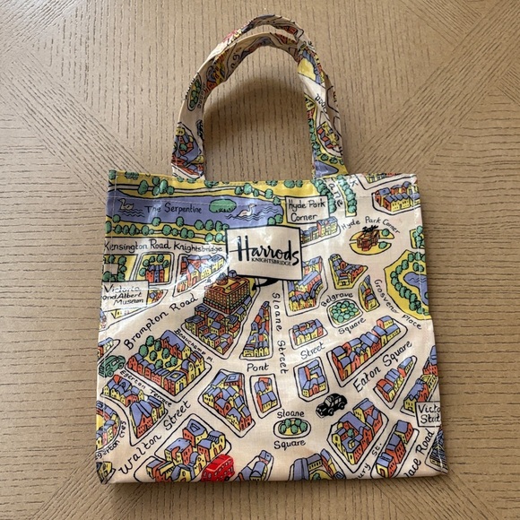 Harrods Multicolor City Map Tote - Picture 1 of 7